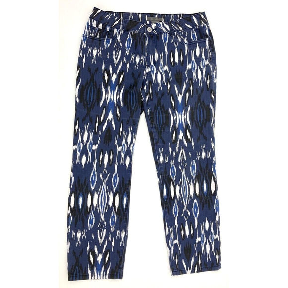 Su & Lola Lightweight Southwestern Aztec Stretch Ankle Crop Jeans - Picture 1 of 9